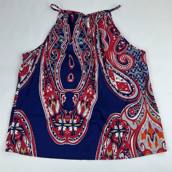 Women’s Halter Neck Dress/Casual Top. Navy Blue/Red Multi. Size XL. NWOT - Picture 3 of 5
